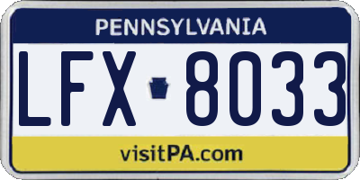 PA license plate LFX8033