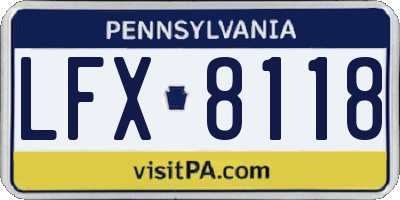 PA license plate LFX8118
