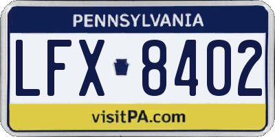 PA license plate LFX8402