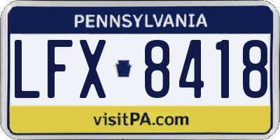 PA license plate LFX8418