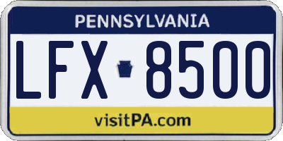 PA license plate LFX8500