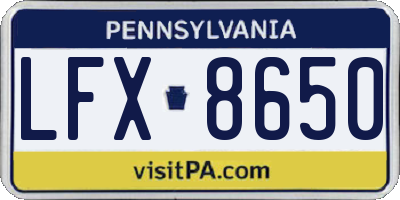 PA license plate LFX8650