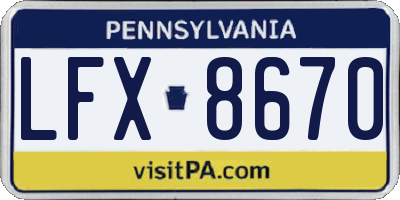 PA license plate LFX8670