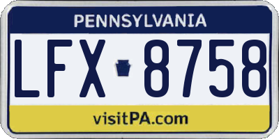 PA license plate LFX8758