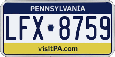 PA license plate LFX8759