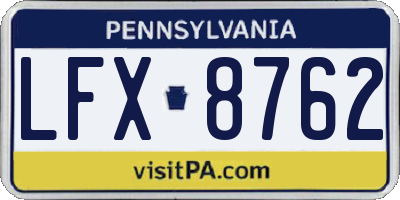 PA license plate LFX8762
