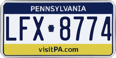 PA license plate LFX8774