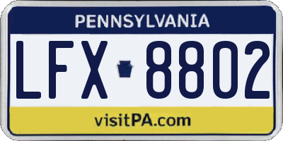 PA license plate LFX8802
