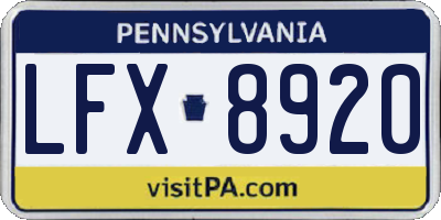 PA license plate LFX8920