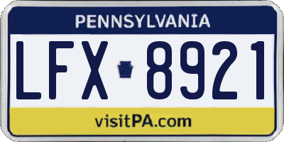 PA license plate LFX8921