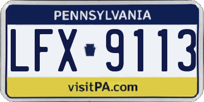 PA license plate LFX9113