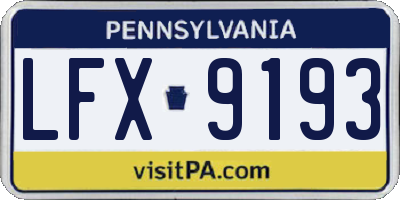 PA license plate LFX9193