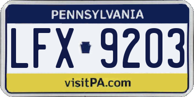 PA license plate LFX9203