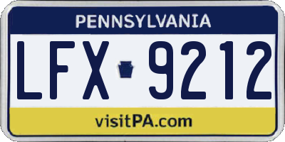 PA license plate LFX9212
