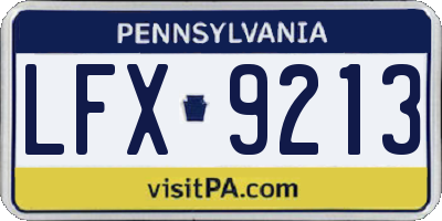PA license plate LFX9213