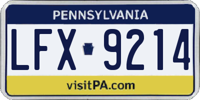 PA license plate LFX9214