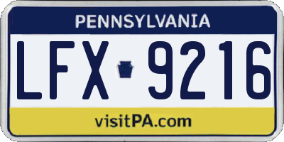 PA license plate LFX9216