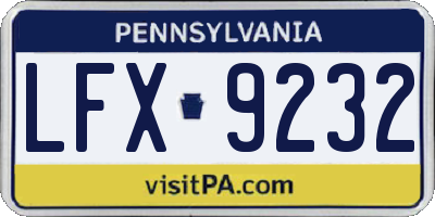 PA license plate LFX9232