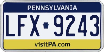 PA license plate LFX9243