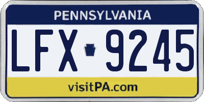 PA license plate LFX9245
