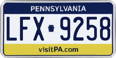 PA license plate LFX9258