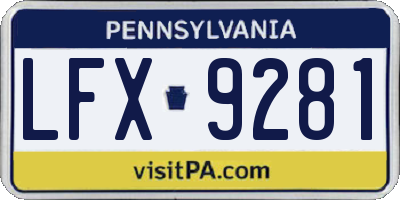 PA license plate LFX9281