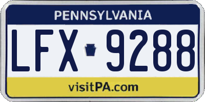 PA license plate LFX9288