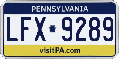 PA license plate LFX9289
