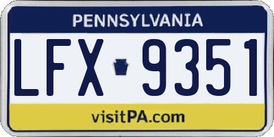 PA license plate LFX9351
