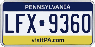 PA license plate LFX9360