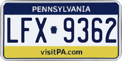 PA license plate LFX9362