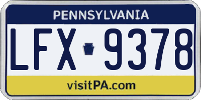 PA license plate LFX9378