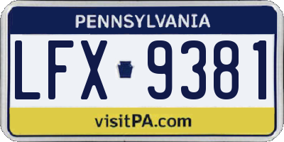 PA license plate LFX9381