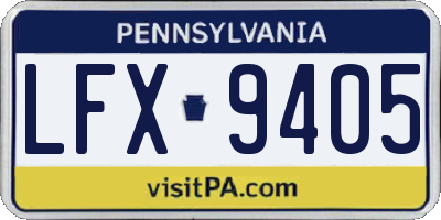 PA license plate LFX9405