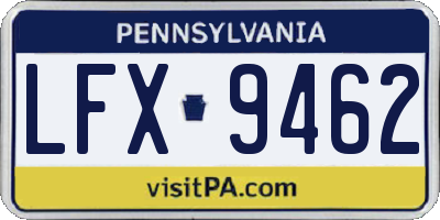 PA license plate LFX9462