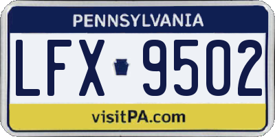 PA license plate LFX9502