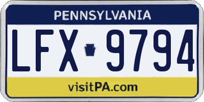 PA license plate LFX9794