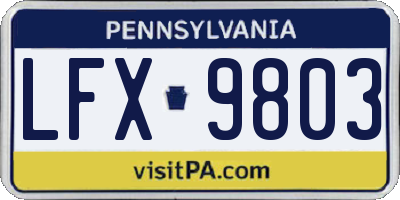 PA license plate LFX9803