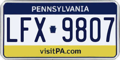 PA license plate LFX9807