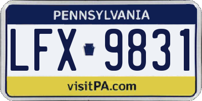 PA license plate LFX9831