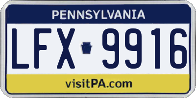 PA license plate LFX9916