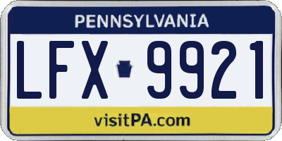 PA license plate LFX9921