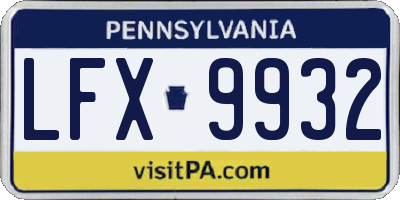 PA license plate LFX9932
