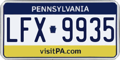 PA license plate LFX9935