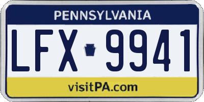 PA license plate LFX9941