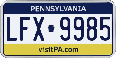PA license plate LFX9985