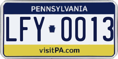PA license plate LFY0013