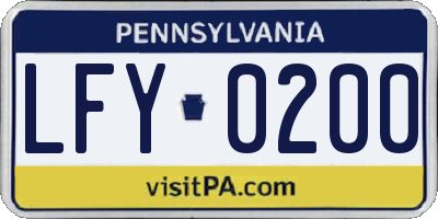 PA license plate LFY0200
