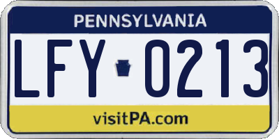 PA license plate LFY0213