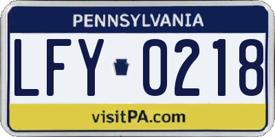 PA license plate LFY0218
